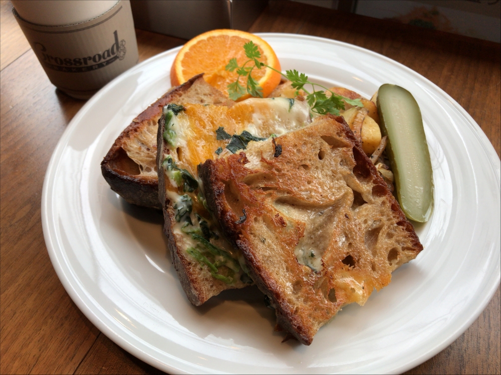 Creamed Spinach Grilled Cheese Sandwich CROSSROAD BAKERY dish & dish