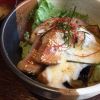 豚の角煮と揚げ茄子のとろろ丼
