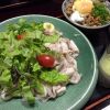 豚しゃぶ胡麻だれうどん・鶏そぼろご飯・抹茶杏仁